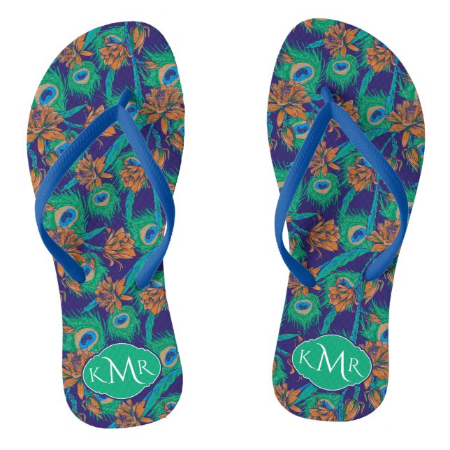 Blumen und Federn | Monogramm Flip Flops (Fußbett)