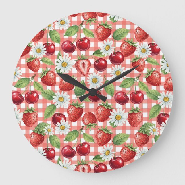 Blumen und Früchte Große Wanduhr (Vorderseite)