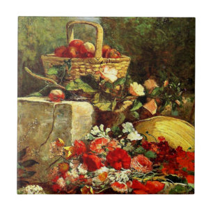 Blumen und Früchte in einem Garten, Eugene Boudin Fliese