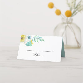 Blumen und Gelb. Botanische Hochzeit Platzkarte