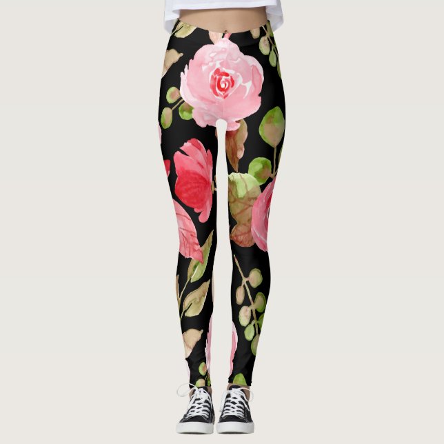 Blumen und Glamour Nahtlose Muster farbig Leggings (Vorderseite)