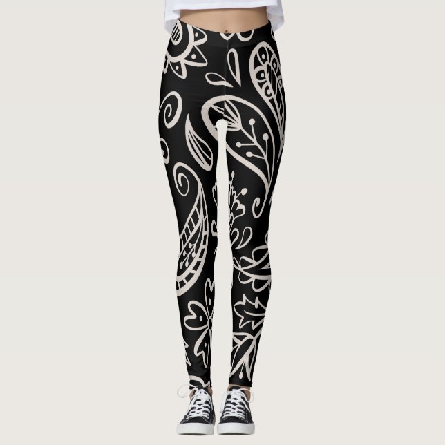 Blumen und Glamour Nahtlose Muster Moderne Niedlic Leggings (Vorderseite)