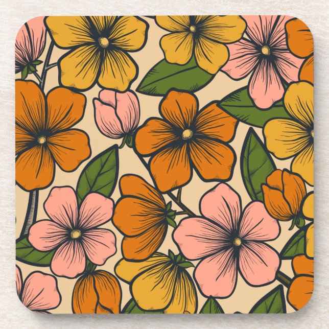 Blumen und Glamour Nahtloses Muster Getränkeuntersetzer (Vorderseite)