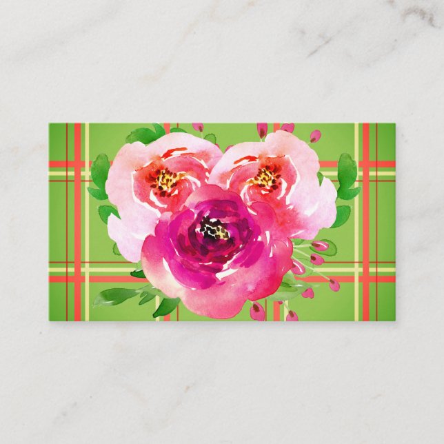 Blumen und Kariert Visitenkarte (Vorderseite)
