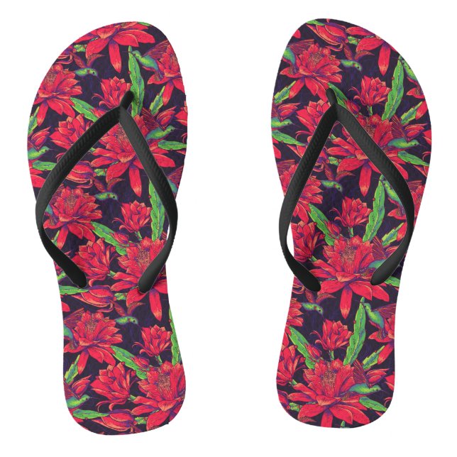 Blumen und Kolibris Flip Flops (Fußbett)
