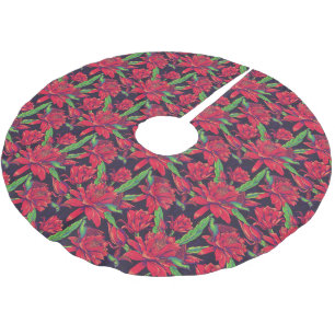 Blumen und Kolibris Polyester Weihnachtsbaumdecke