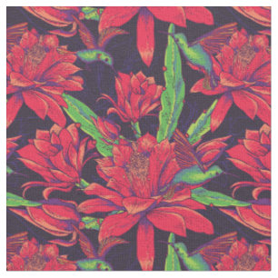 Blumen und Kolibris Stoff
