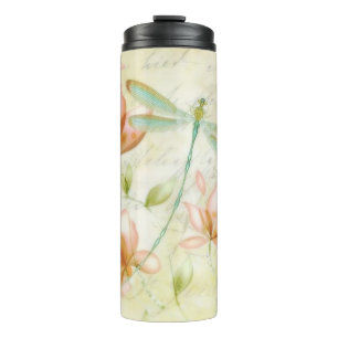 Blumen und Libelle Thermosbecher