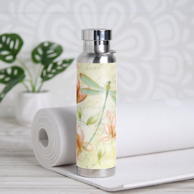 Blumen und Libelle  Trinkflasche (Yoga)