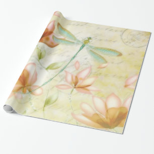 Blumen und Libellen Geschenkpapier