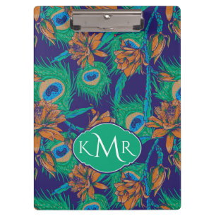 Blumen und Monogramm der Feder- Klemmbrett