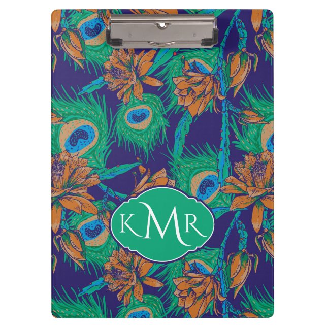 Blumen und Monogramm der Feder-| Klemmbrett (Vorderseite)