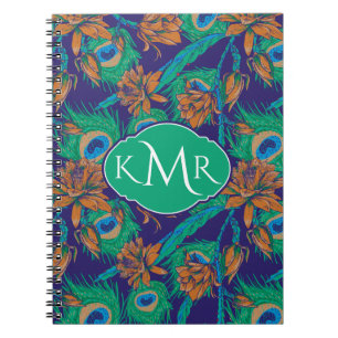 Blumen und Monogramm der Feder-  Notizblock