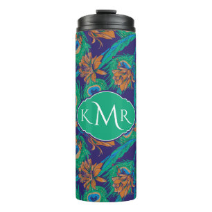 Blumen und Monogramm der Feder- Thermosbecher