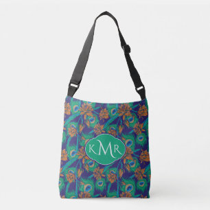 Blumen und Monogramm der Feder- Tragetaschen Mit Langen Trägern