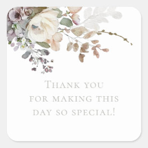 Blumen und Prosecco Danke Florale Hochzeitsdusche Quadratischer Aufkleber