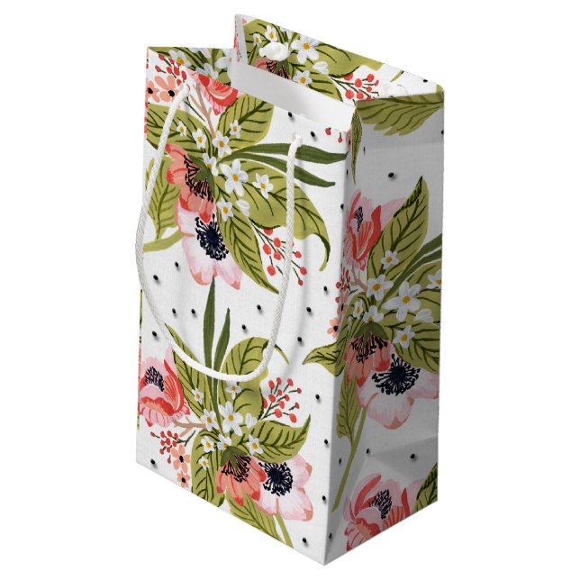 Blumen und Punkte Kleine Geschenktüte (Rückseite Schrägansicht)