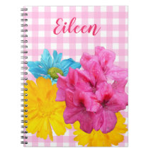 Blumen und rosa Gingham