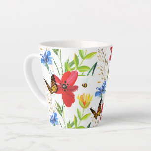 Blumen und Schmetterlinge Florales Wasserfarben-Ge Milchtasse