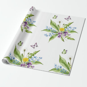 Blumen und Schmetterlinge Geschenkpapier
