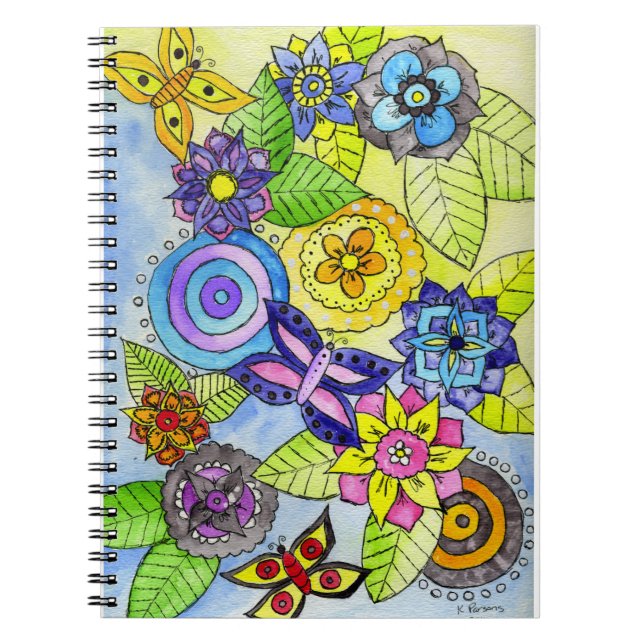 Blumen und Schmetterlinge Notizblock (Vorderseite)