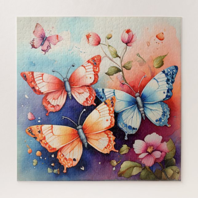 Blumen- und Schmetterlings-Kunstprint Chic  (Vertikal)
