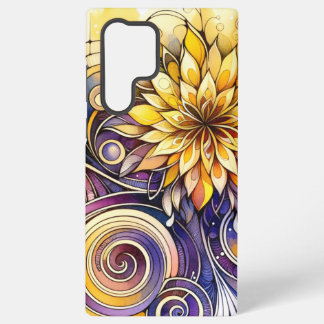 Blumen- und Spiral-Motiv-Handyhülle Samsung Galaxy Hülle