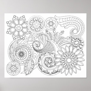 Blumen und Spiralen: DIY Farbton-Plakat Poster