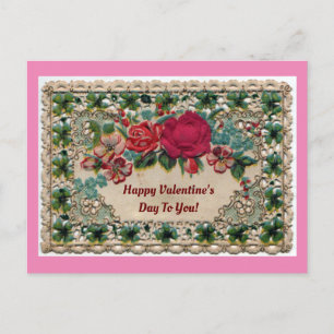 Blumen und Spitzen Valentinstag Postkarte