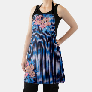 Blumen und Streifen Muster, Japanisches Design Schürze