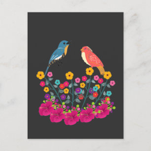 Blumen Und Vögel Farbige Schöne Postkarte