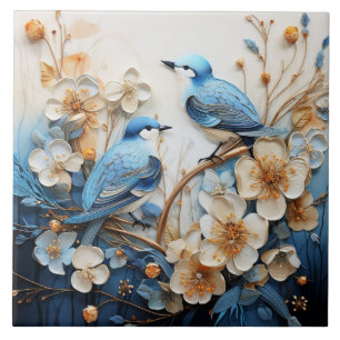 Blumen und Vögel Fliese