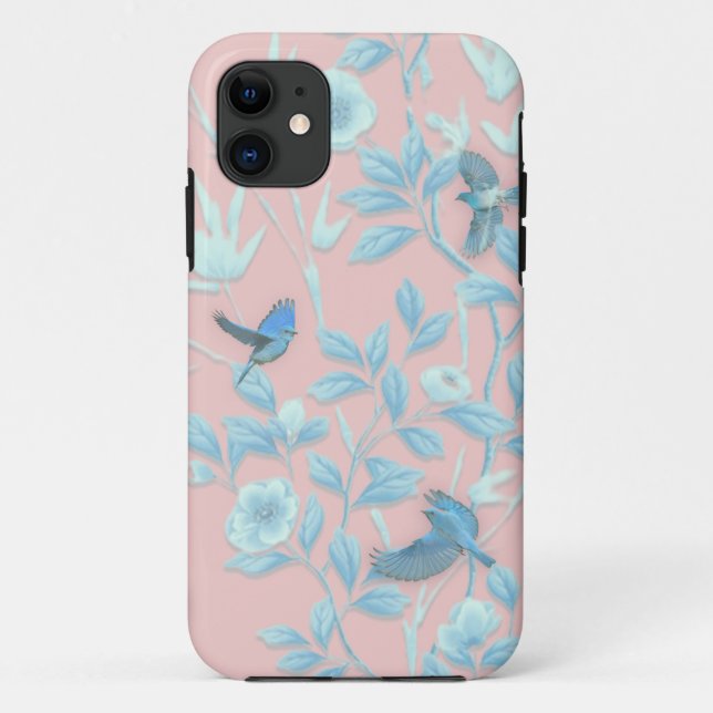 Blumen und Vögel , Hintergrundfarbe der Rose Case-Mate iPhone Hülle (Rückseite)