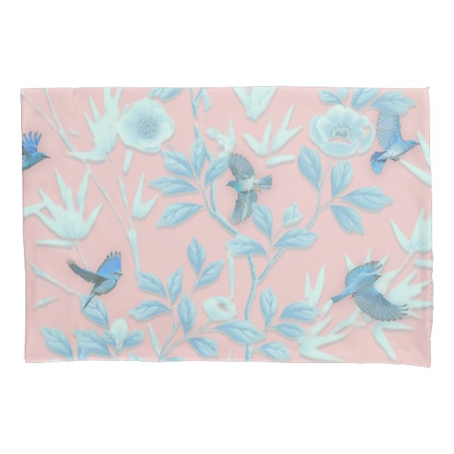 Blumen und Vögel , Hintergrundfarbe der Rose Kissenbezug (Vorderseite)