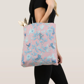 Blumen und Vögel , Hintergrundfarbe der Rose Tasche