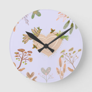 Blumen und Vögel Runde Wanduhr