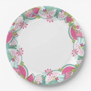 Blumen und Wassermelonen Pappteller