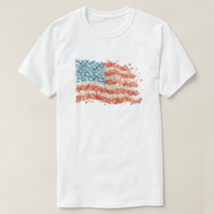 Blumen USA Amerikanische Flagge T-Shirt