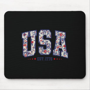 Blumen Usa Est 1776 Patriotische Wildblume 4. Juli Mousepad