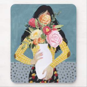 Blumen-Vasen-Mädchen Mousepad