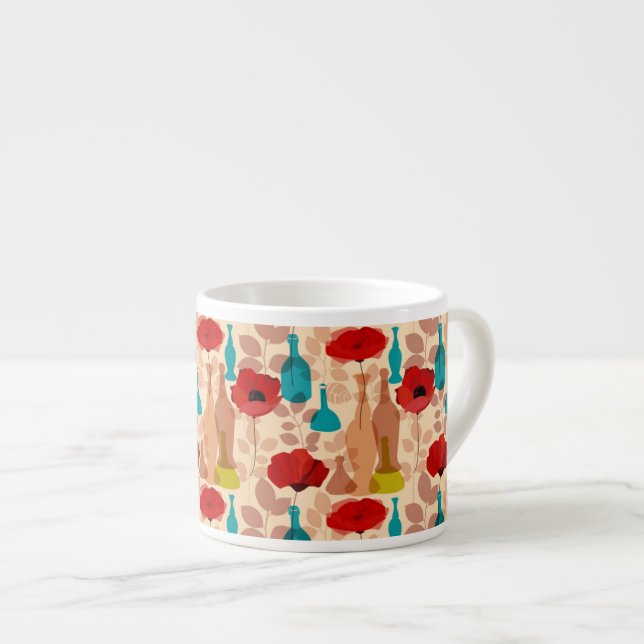 Blumen-, Vasen- und Flaschenmuster Espressotasse (Vorderseite Rechts)