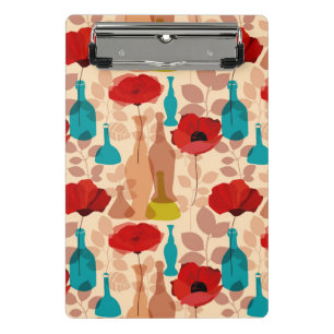 Blumen-, Vasen- und Flaschenmuster Mini Klemmbrett