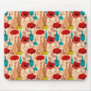 Blumen-, Vasen- und Flaschenmuster Mousepad