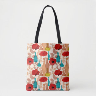 Blumen-, Vasen- und Flaschenmuster Tasche