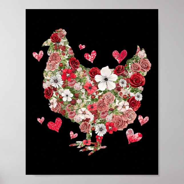 Blumen-Ventil-Chicken - Westlicher Valentinstag Mä Poster (Vorne)