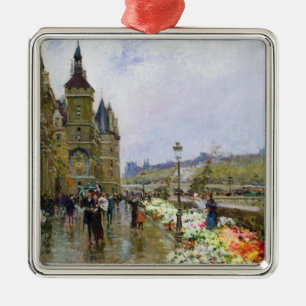 Blumen-Verkäufer durch die Seine Silbernes Ornament