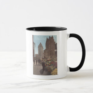 Blumen-Verkäufer, Kearny u. Markt-Straßen Tasse