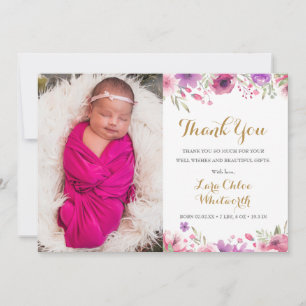 Blumen-Vielen-Dank-Schrift für Baby-Mädchen-Fotos Ankündigung