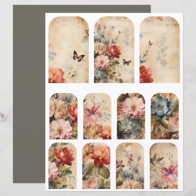 Blumen Vintage Collage 2 (Vorne/Hinten)