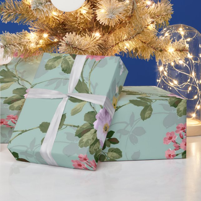 Blumen Vintage Geschenkpapier (Feiertage)